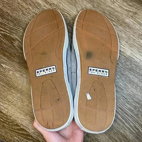 Mens Grey and Blue Sperry Boat Shoes - 9 - Picture 10 of 10